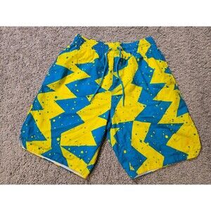 Nike Air Jordan Jumpman Poolside Shorts Size Medium Blue Yellow Swim Trunks